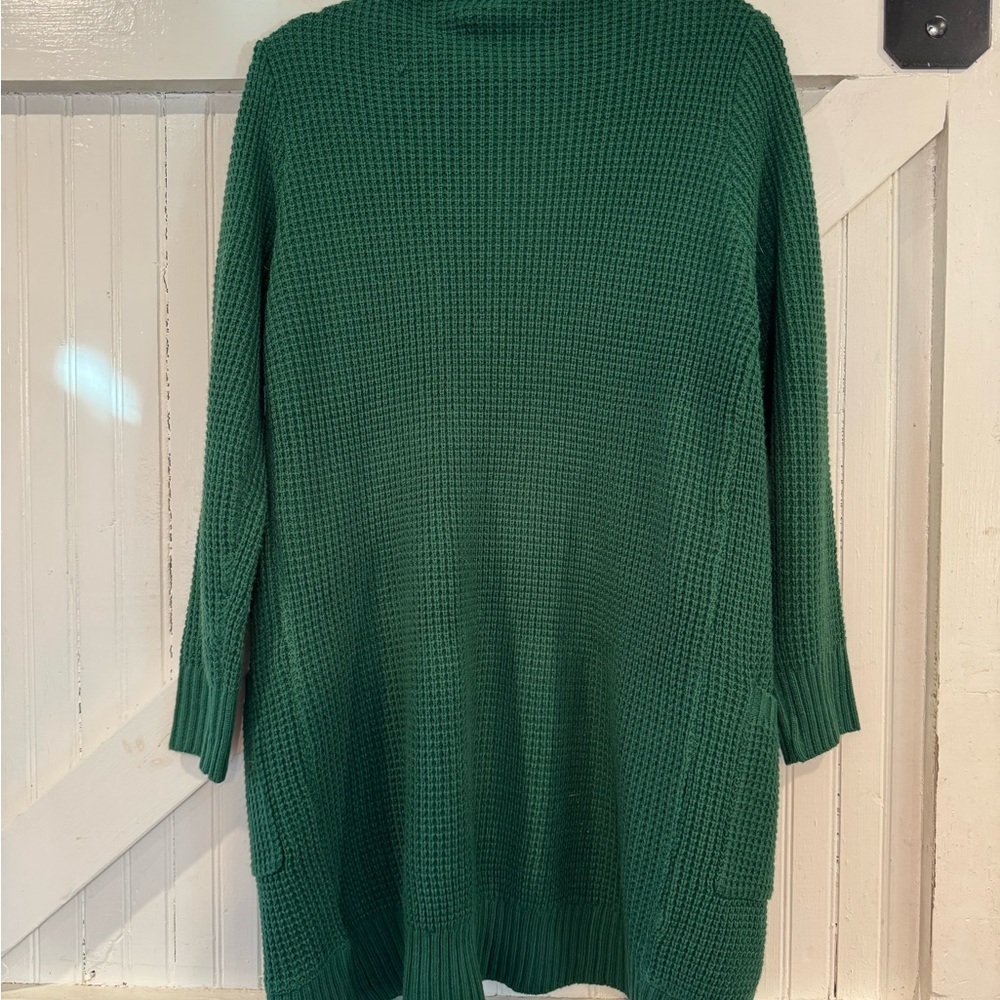 ZESICA Emerald Green Waffle Knit Open Front Cardigan Size Large - Picture 8 of 13